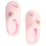 Pink Sherpa Slippers with Confetti Smileys