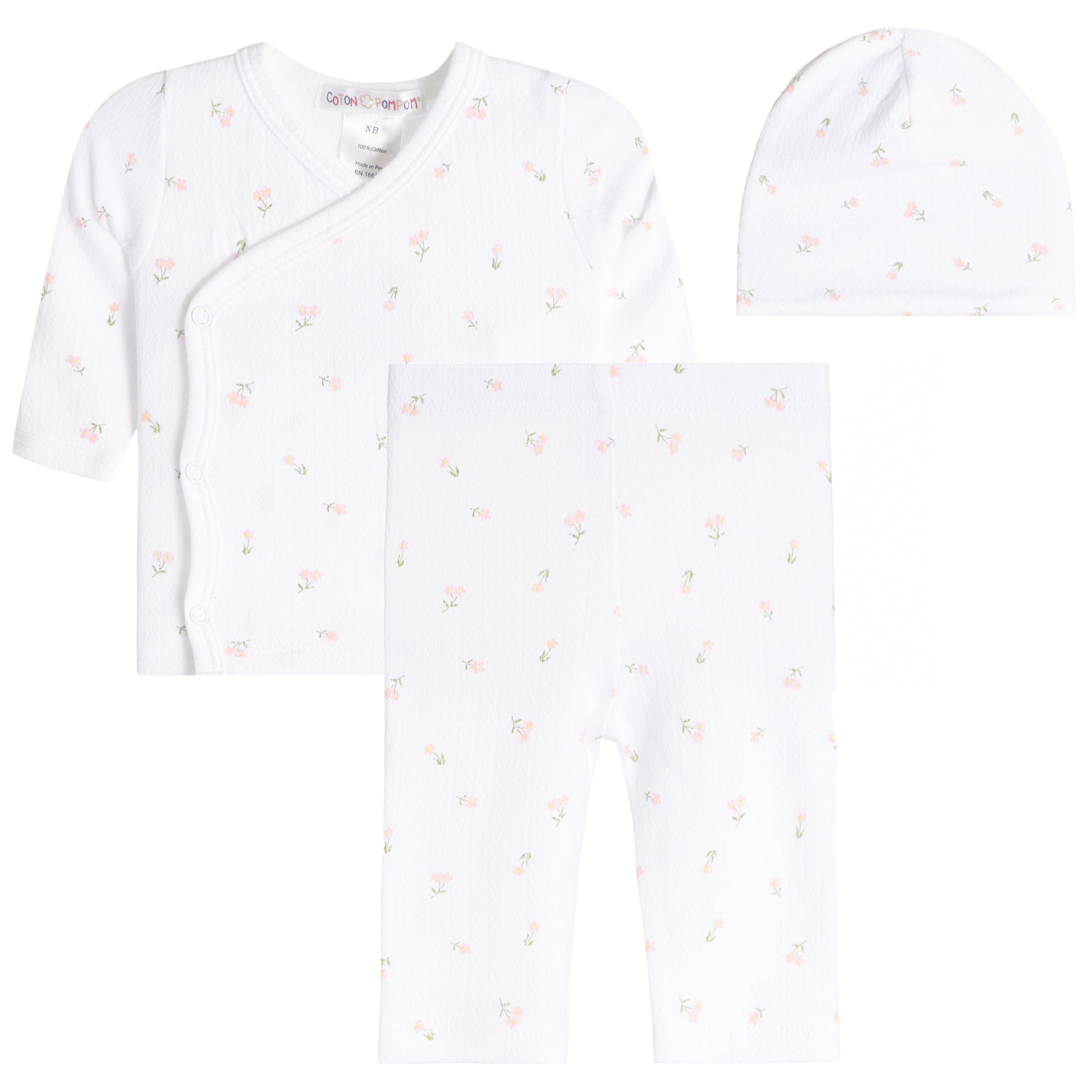 3pc Little Flowers Pointelle Take Home Set - Denny's