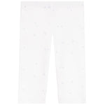 White pants with a subtle light blue star pattern, shown flat against a white background.