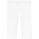 White pants with a subtle light blue star pattern, shown flat against a white background.