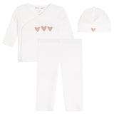 3pc Scattered 3 Chenille Heart Take Home Set/Hat