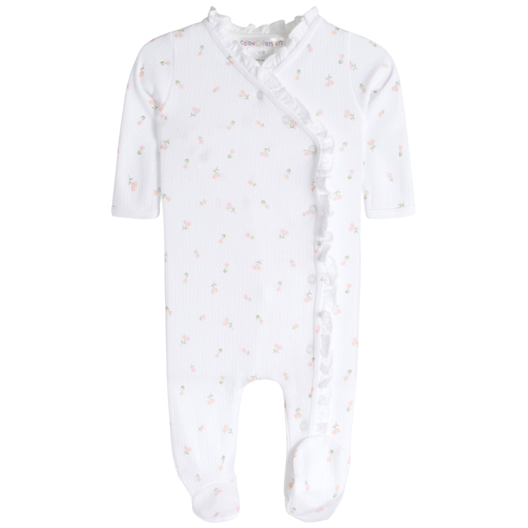 Front Ruffle Pointelle Little Flower Footie - Denny's