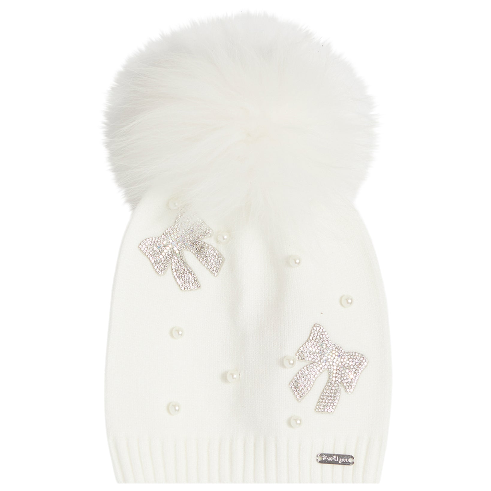 Crystal Bow Hat with Pom - Denny's