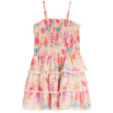 Watercolor Pom Poms Ruffle Dress