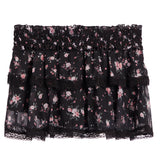Black Floral LaceTrim Skirt