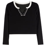Long Sleeve Ribbed Henley - Denny's