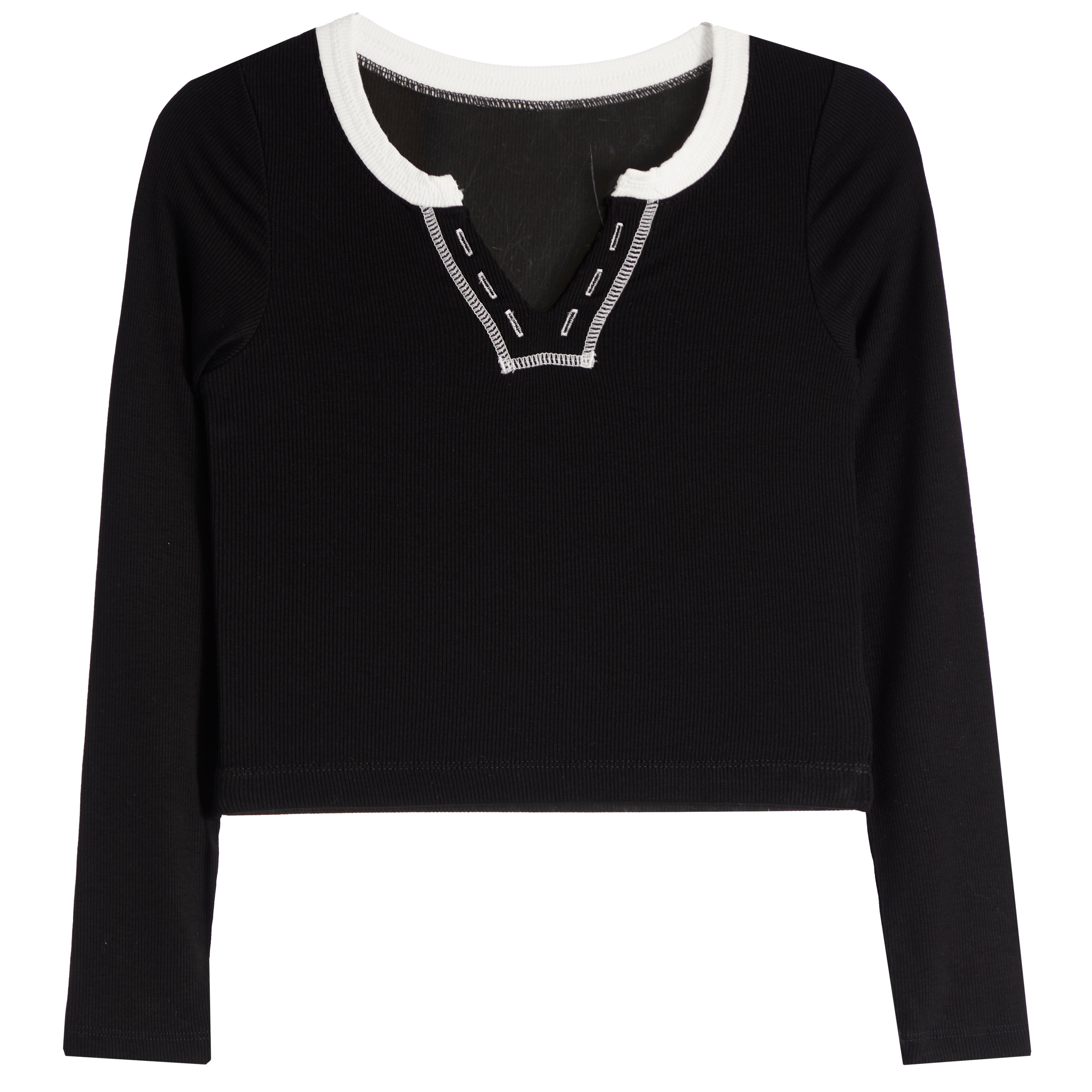 Long Sleeve Ribbed Henley - Denny's