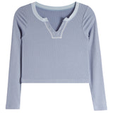 Long Sleeve Rib Henley - Denny's