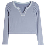 Long Sleeve Ribbed Henley - Denny's