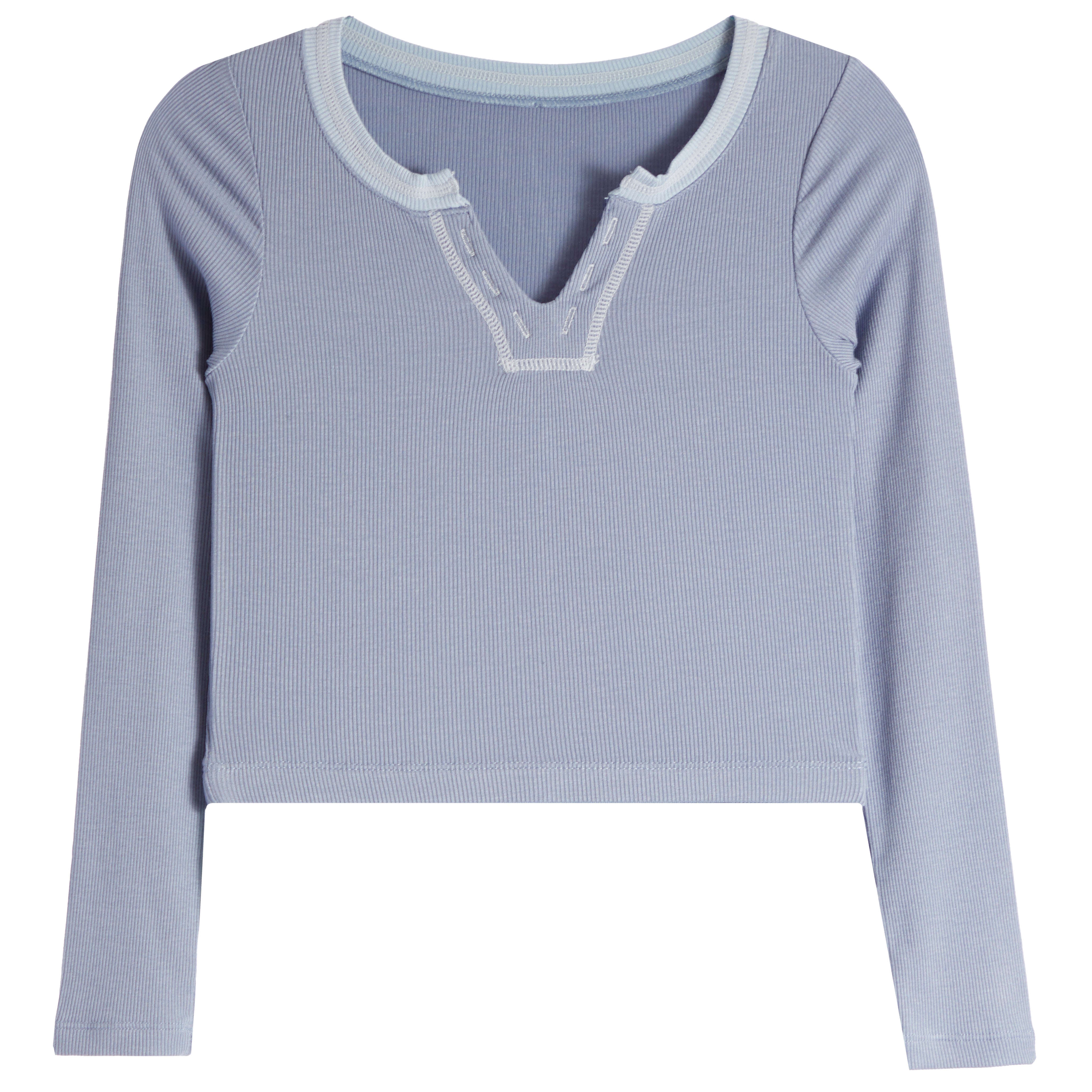 Long Sleeve Ribbed Henley - Denny's