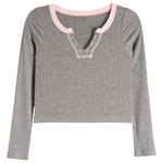 Long Sleeve Ribbed Henley - Denny's