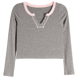 Long Sleeve Ribbed Henley - Denny's