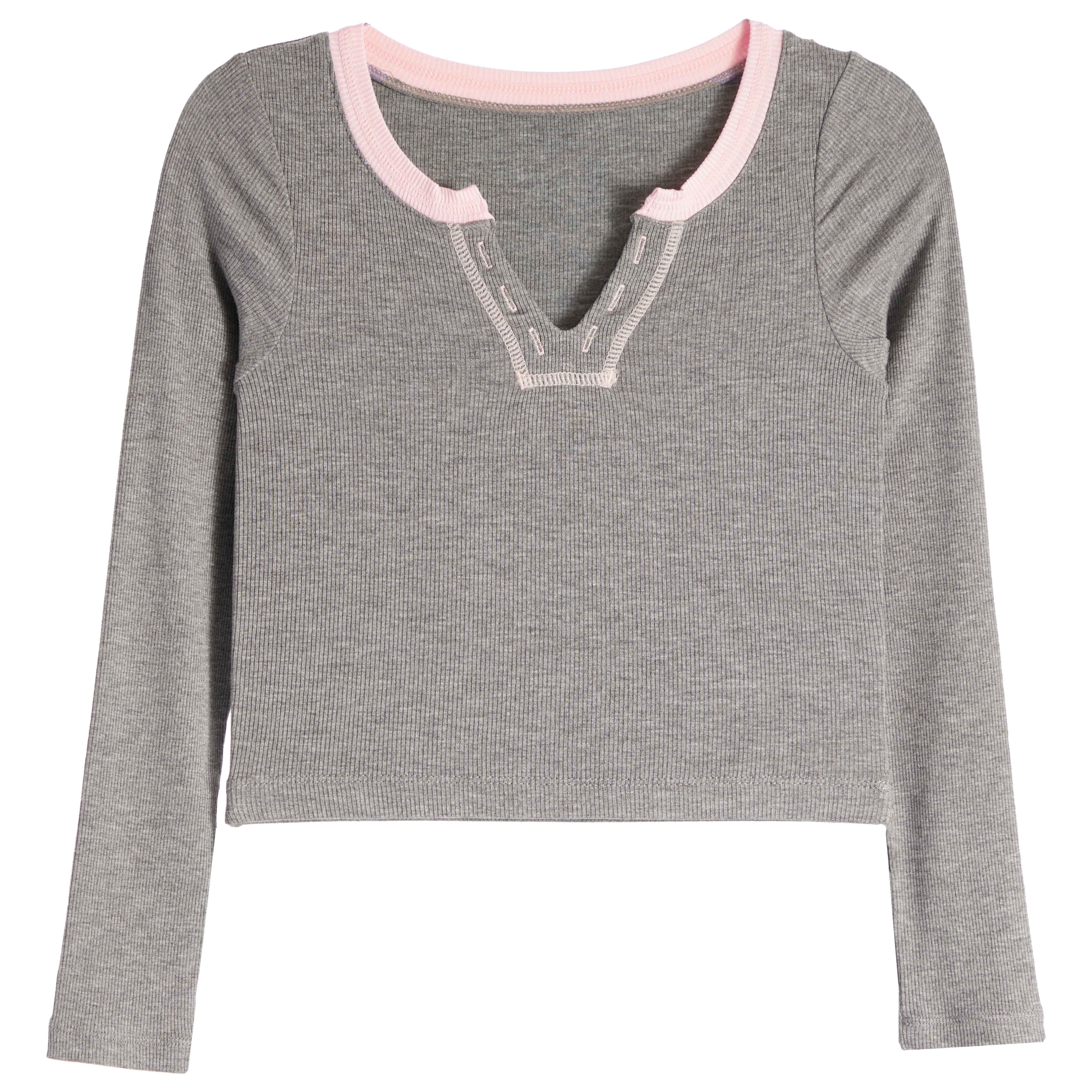 Long Sleeve Ribbed Henley - Denny's
