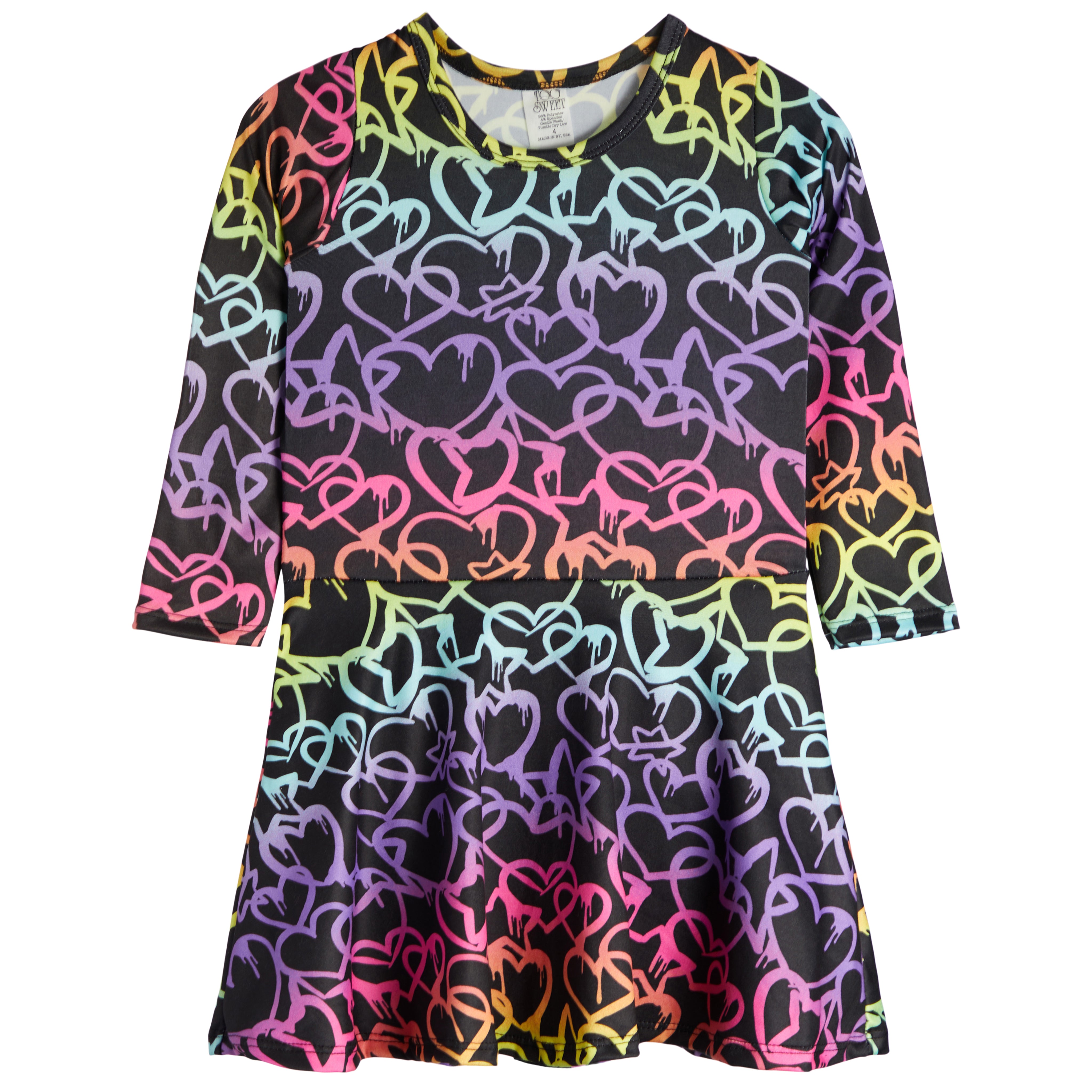 Hearts Stars Rainbow Ombre Swing Dress - Denny's