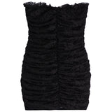 Lace Ruched Strapless Dress - Denny's