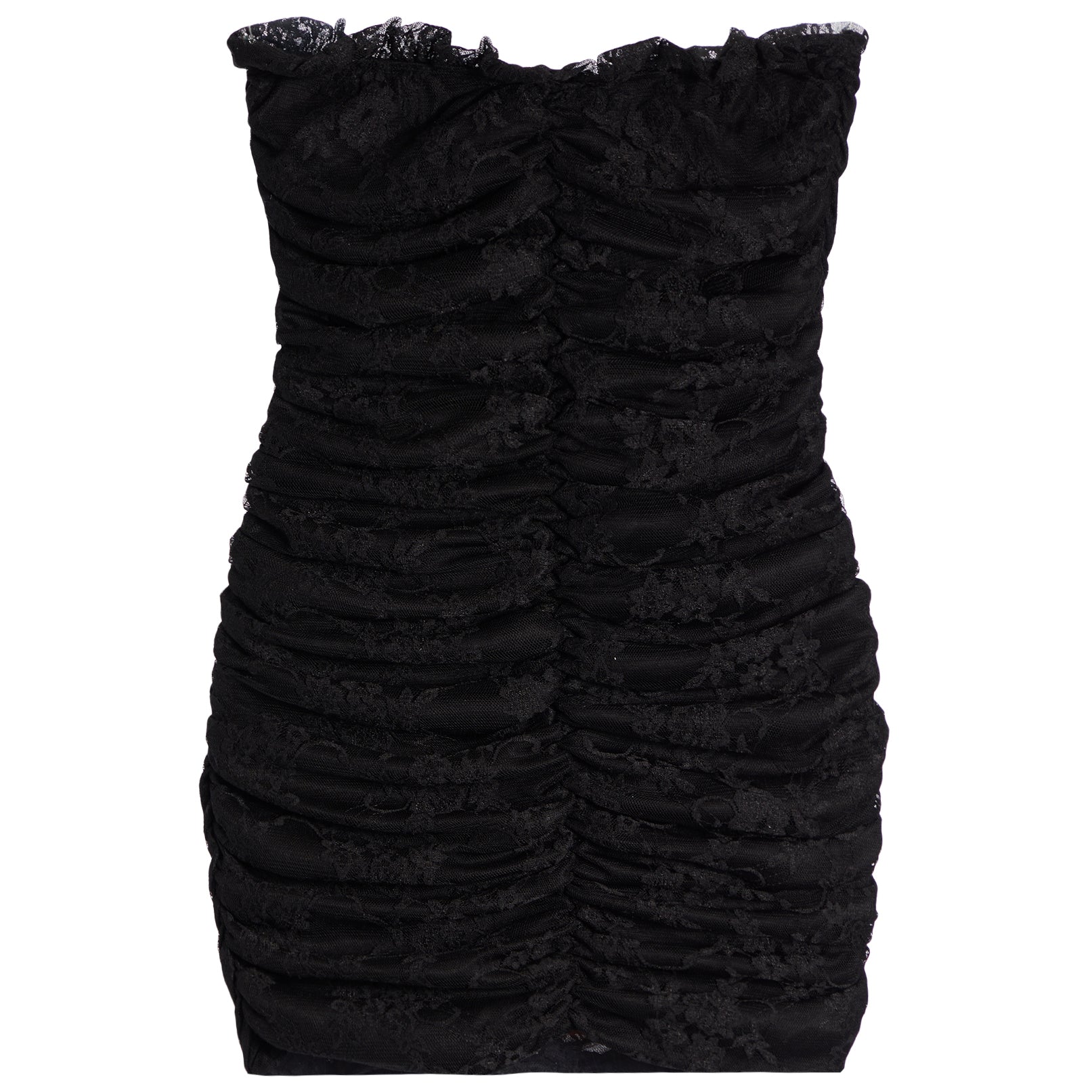 Lace Ruched Strapless Dress - Denny's