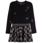 Faux Leather Stars Plaid Bottom Dress - Denny's