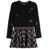 Faux Leather Stars Plaid Bottom Dress - Denny's