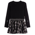 Faux Leather Stars Plaid Bottom Dress - Denny's