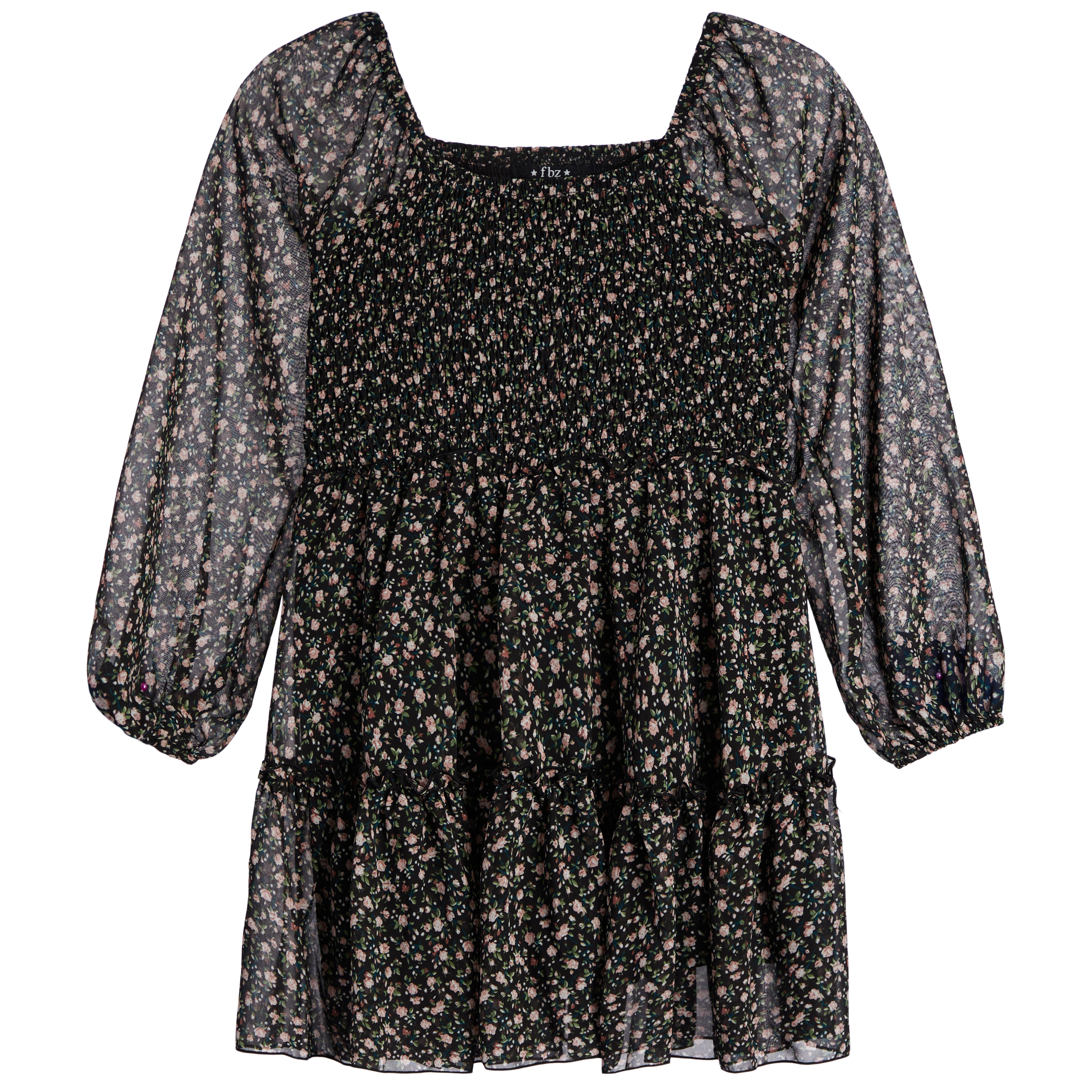 Long Sleeve Chiffon Dress - Denny's