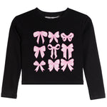 Allover Pink Bows Rib Long Sleeve Shirt - Denny's