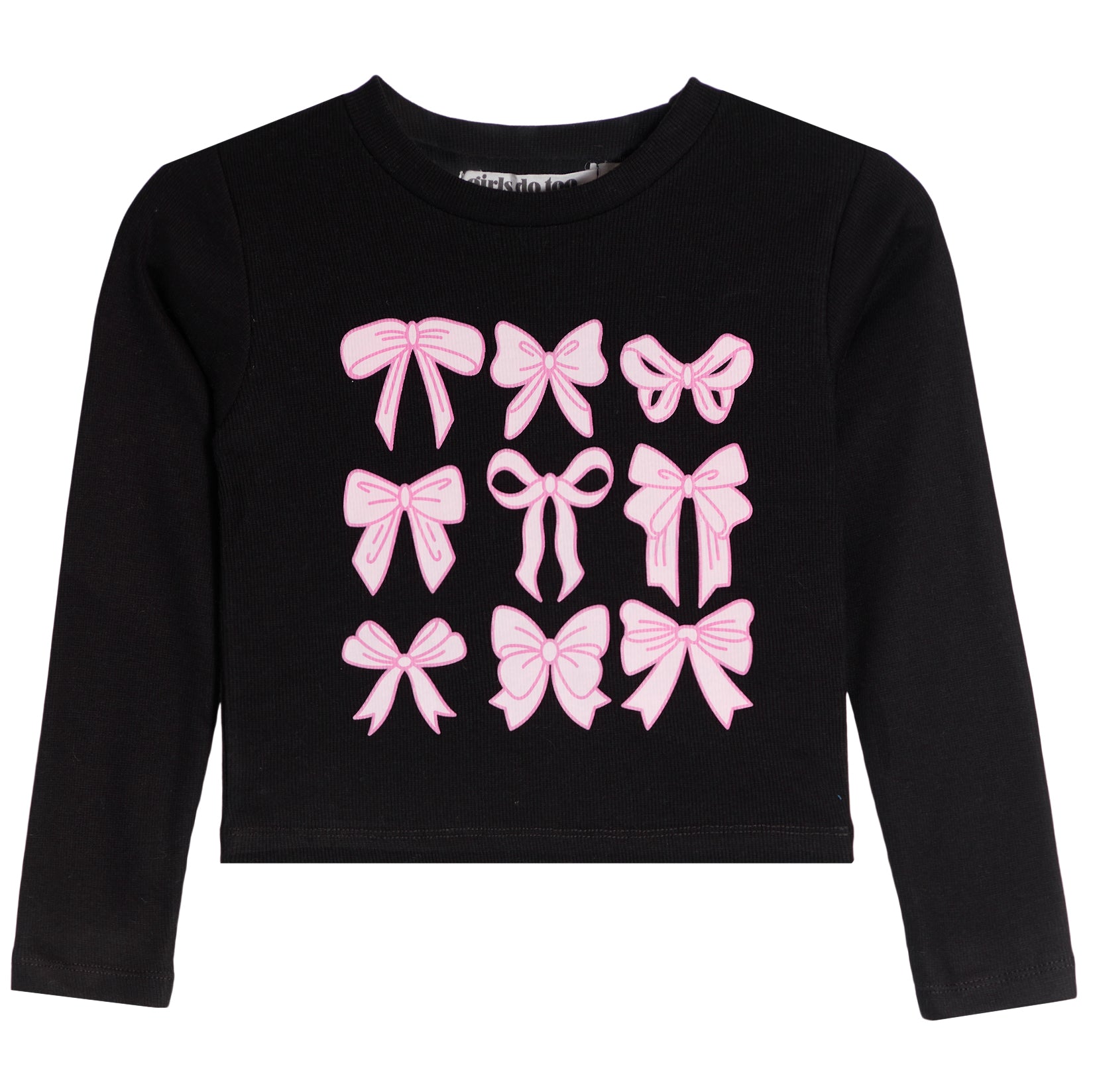 Allover Pink Bows Rib Long Sleeve Shirt - Denny's