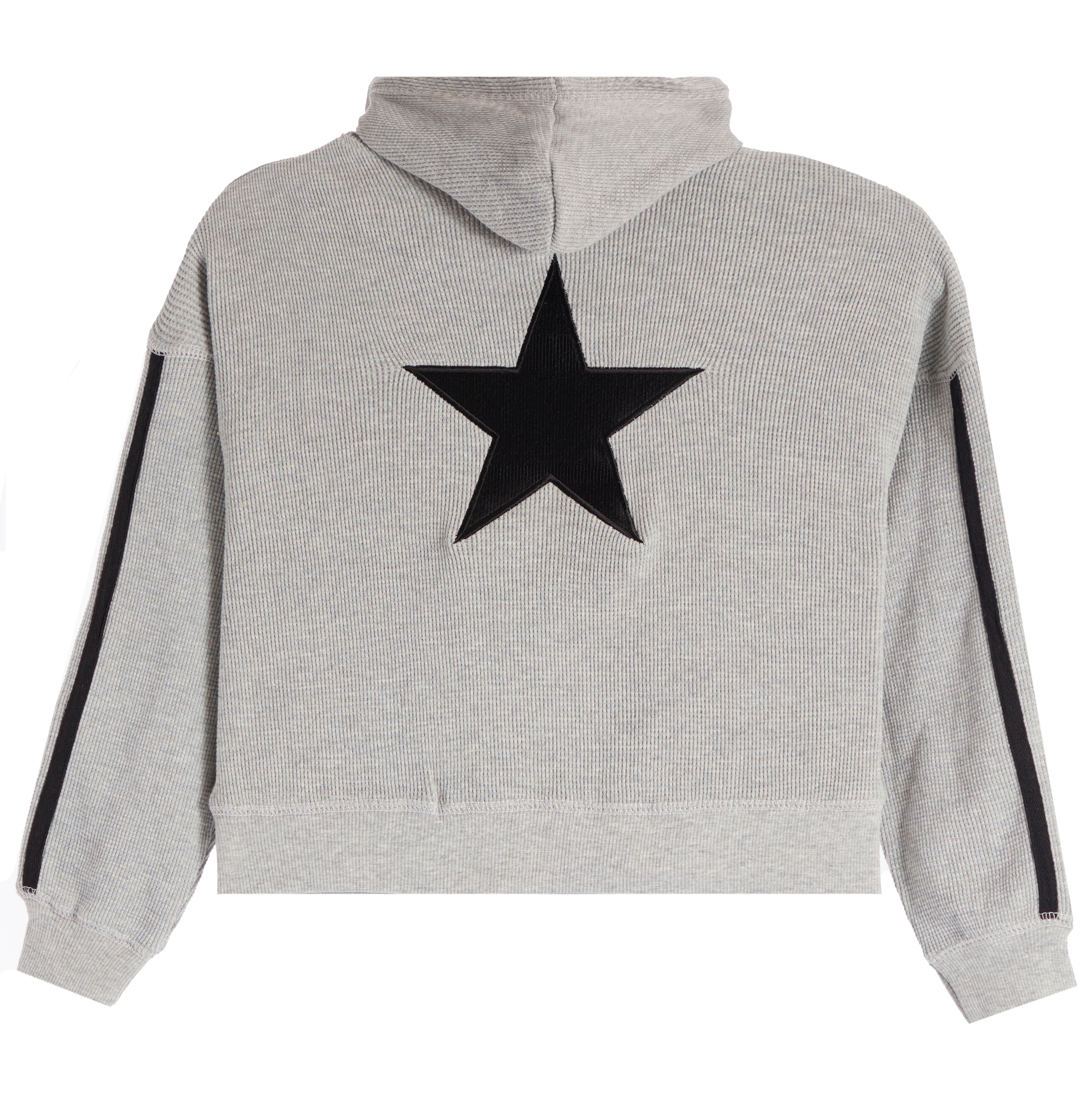 Embroidered Star Thermal Stripe Zip Hoodie - Denny's