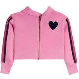 Chenille Heart Retro Stripe Zip Hoodie - Denny's