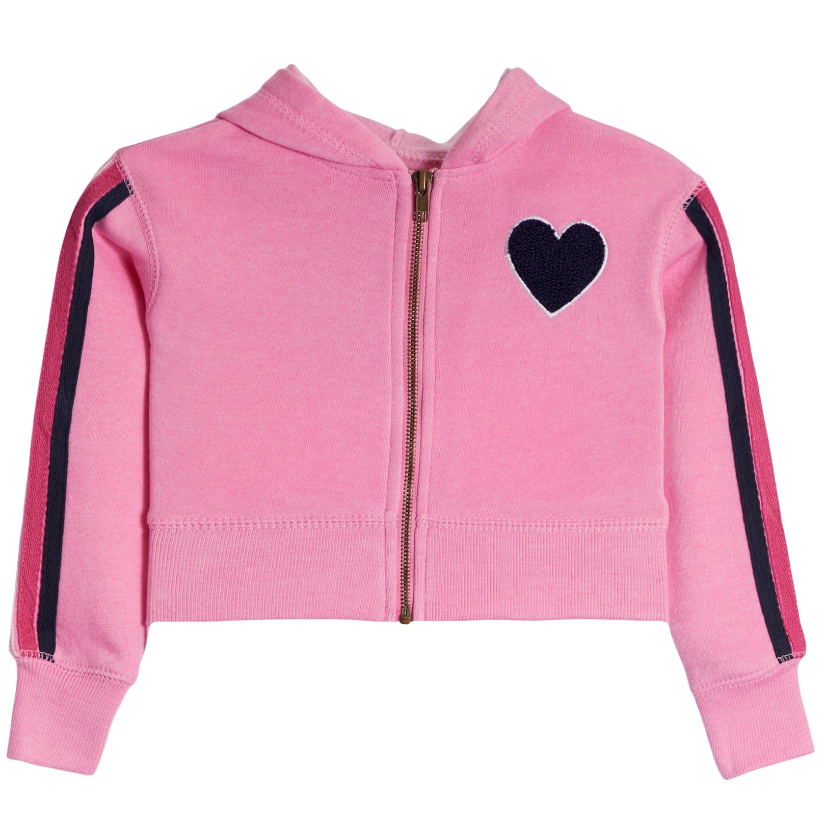 Chenille Heart Retro Stripe Zip Hoodie - Denny's