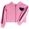 Chenille Heart Retro Stripe Zip Hoodie - Denny's