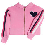 Chenille Heart Retro Stripe Zip Hoodie - Denny's