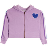 Chenille Heart Retro Stripe Zip Hoodie - Denny's