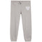 Light gray heather jogger pants with an elastic waistband, drawstring, and a small white heart graphic on the upper left leg.