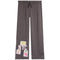 Dark gray heather sweatpants with a drawstring waist and decorative NYC-themed patches on the lower left leg featuring pink and yellow cherries and bows.