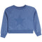 Denim Color Fleece Sweatshirt with Embroidered Star on front
