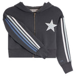 Navy Striped Zip Hoodie with Chenille Star 