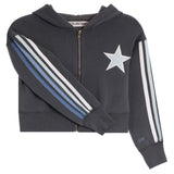 Navy Striped Zip Hoodie with Chenille Star 
