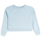A light blue long-sleeve crewneck sweatshirt with raglan sleeves, shown flat against a solid white background.