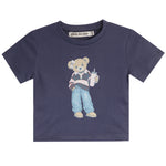 Navy Short Sleeve Rib Tee w Bear