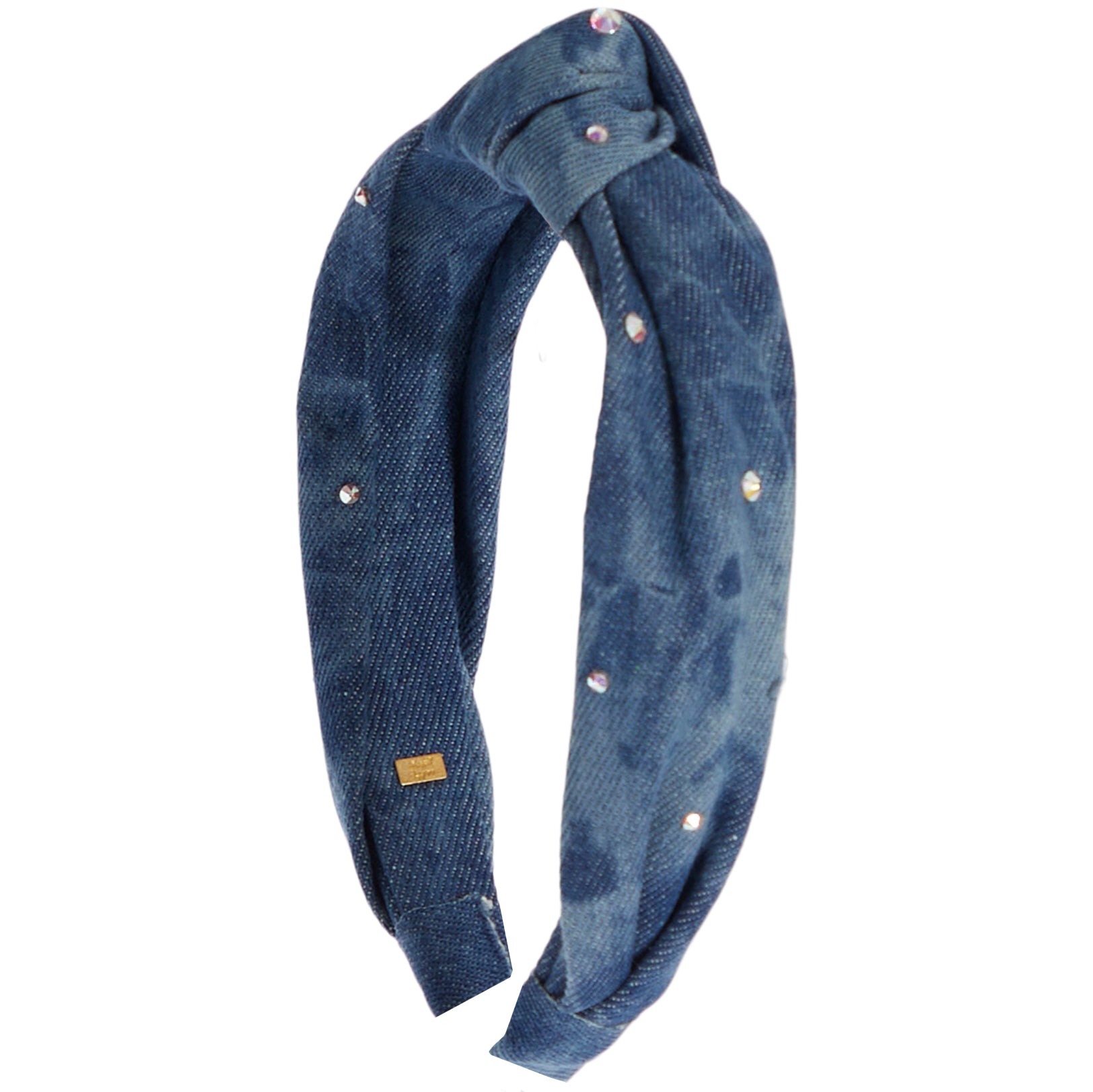 Denim Knot Headband with Clear Crystals - Denny's
