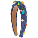 Denim Weave Headband with Gummy Bears and Charms