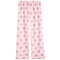 Pink wide-leg lounge pants with an all-over repeating pattern of pink and gray hearts, shown flat against a white background.