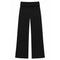 Black wide-leg cropped pants with a wide waistband, shown flat against a solid white background.