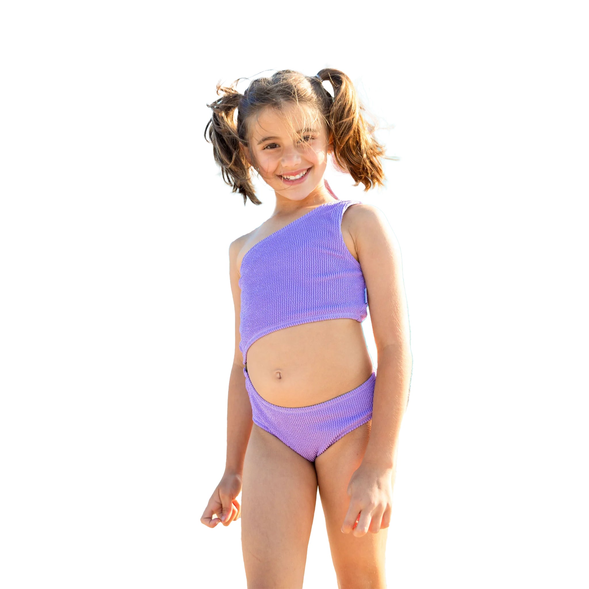 1pc Rib Cut Out Middle Bathing Suit - Denny's