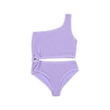 1pc Rib Cut Out Middle Bathing Suit
