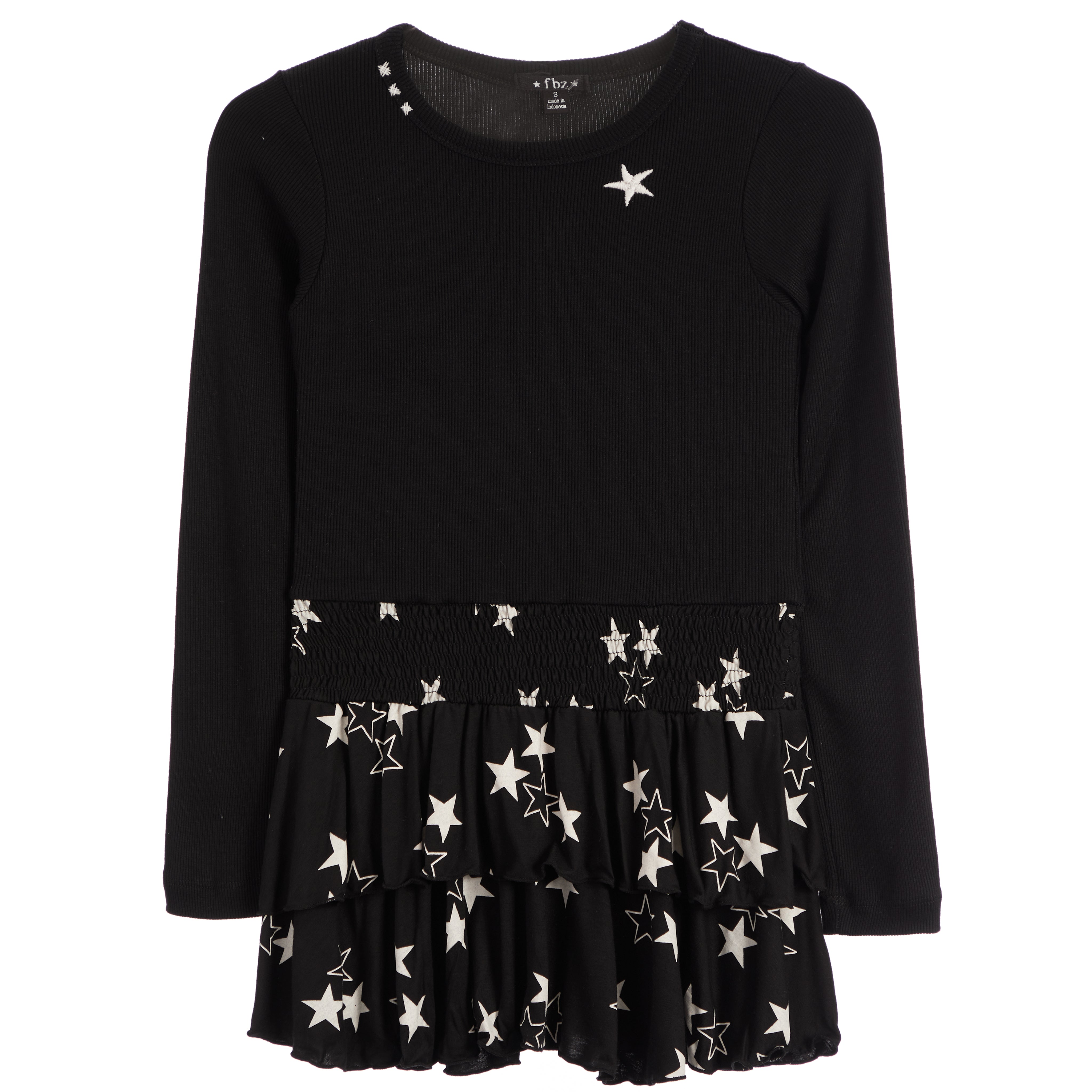 Rib Top Star Print Bottom Dress - Denny's