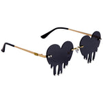 Black Heart Drip Sunglasses with Stones - Denny's