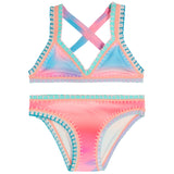 2pc Rainbow Embroidery Bikini