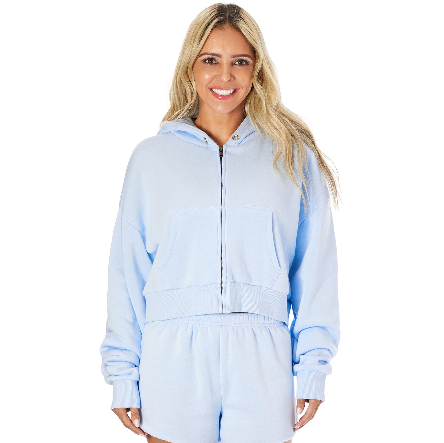 Dylan Solid Crop Zip Hoodie - Denny's