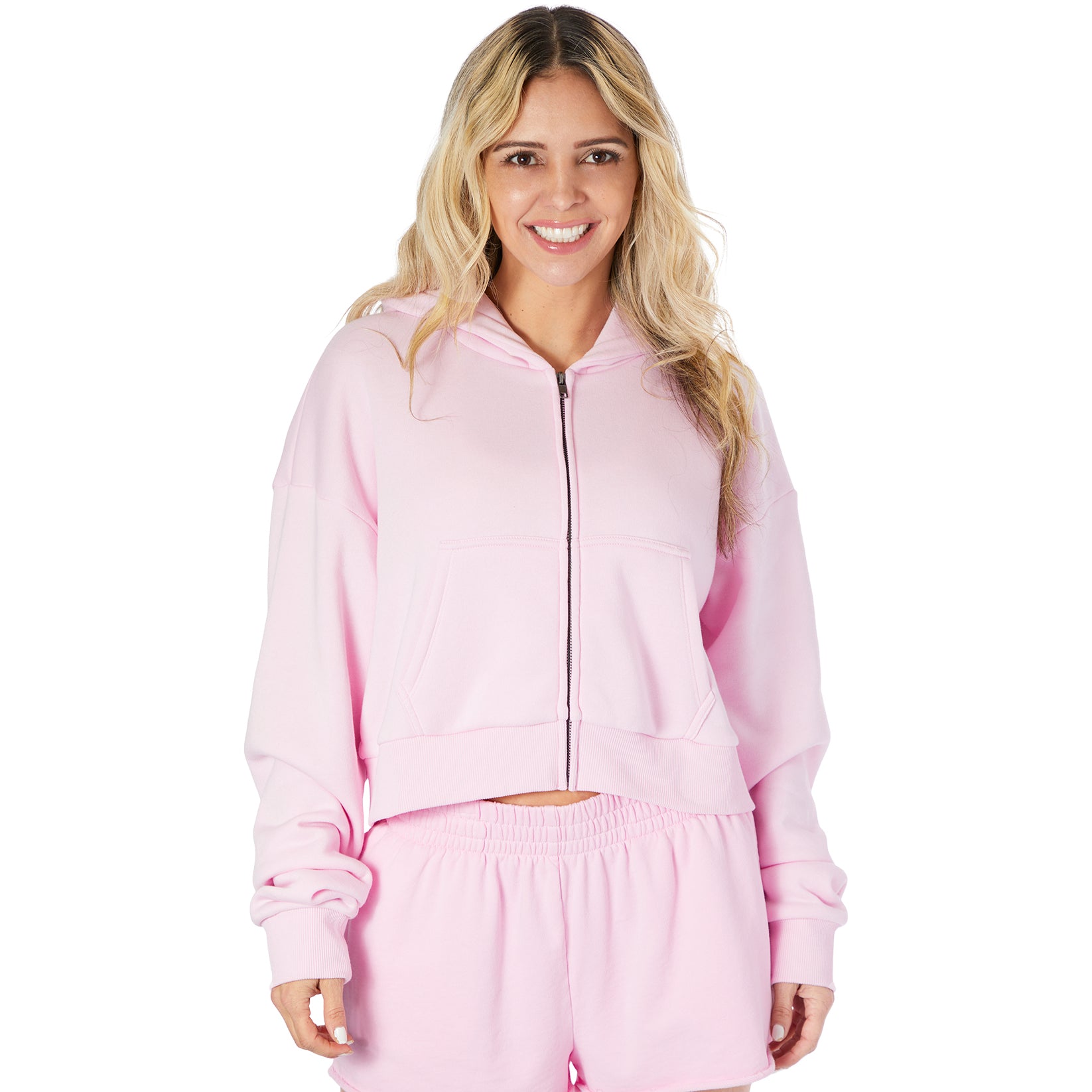 Dylan Solid Crop Zip Hoodie - Denny's
